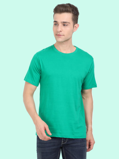 Men's Cotton Plain Round Neck Half Sleeve Pakistan Green Color T-Shirt