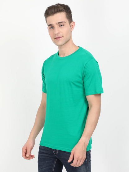 Men's Cotton Plain Round Neck Half Sleeve Pakistan Green Color T-Shirt