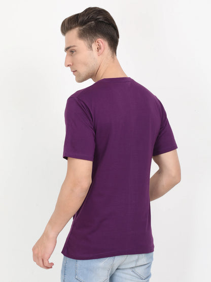 Men's Cotton Plain Round Neck Half Sleeve Purple Color T-Shirt