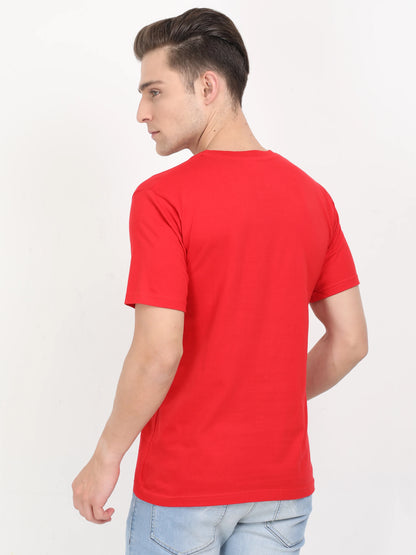 Men's Cotton Plain Round Neck Half Sleeve Red Color T-Shirt