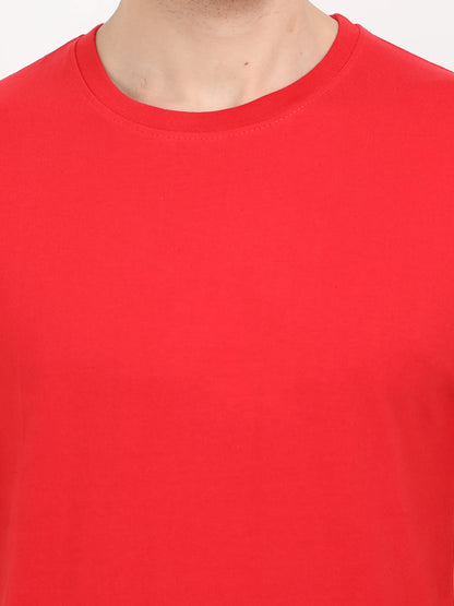 Men's Cotton Plain Round Neck Half Sleeve Red Color T-Shirt