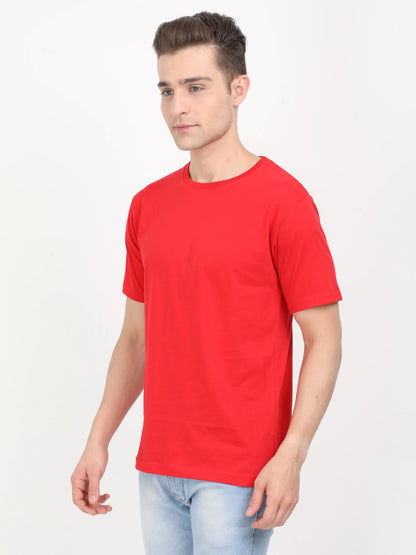 Men's Cotton Plain Round Neck Half Sleeve Red Color T-Shirt