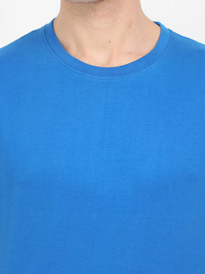 Men's Cotton Plain Round Neck Half Sleeve Royal Blue Color T-Shirt