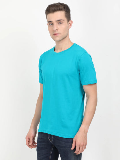 Men's Cotton Plain Round Neck Half Sleeve Shade Green Color T-Shirt