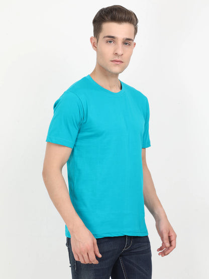 Men's Cotton Plain Round Neck Half Sleeve Shade Green Color T-Shirt