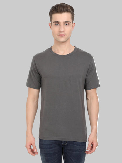 Men's Cotton Plain Round Neck Half Sleeve Steel Grey Color T-Shirt