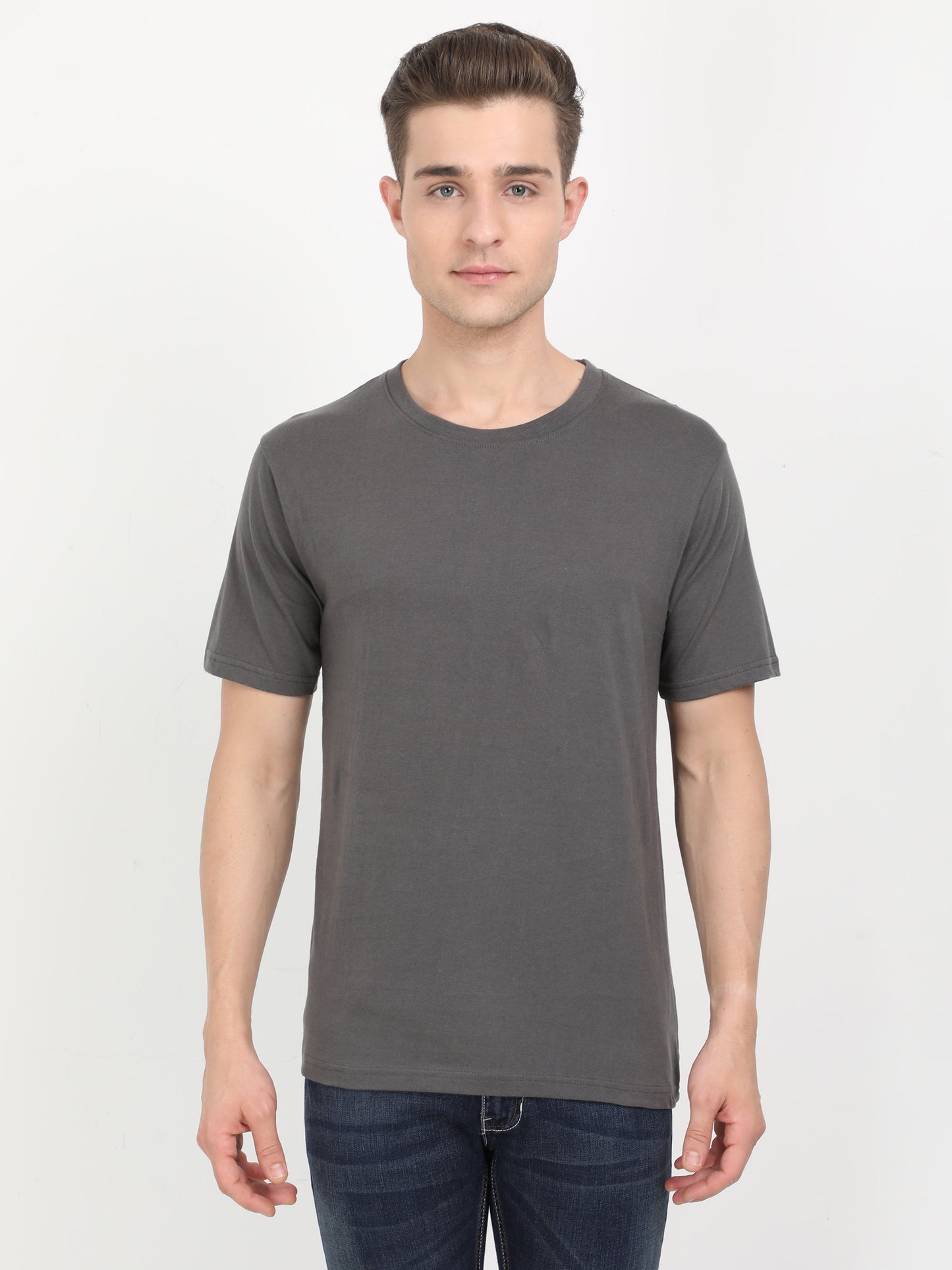 Men's Cotton Plain Round Neck Half Sleeve T-Shirt