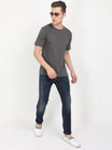 Men's Cotton Plain Round Neck Half Sleeve Steel Grey Color T-Shirt