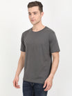 Men's Cotton Plain Round Neck Half Sleeve Steel Grey Color T-Shirt