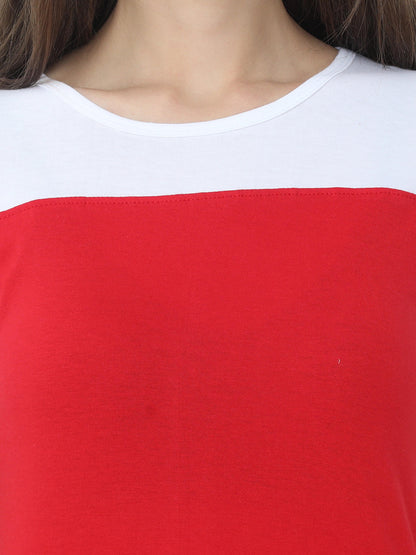 Women's Cotton Color Block Round Neck Half Sleeve T-Shirt