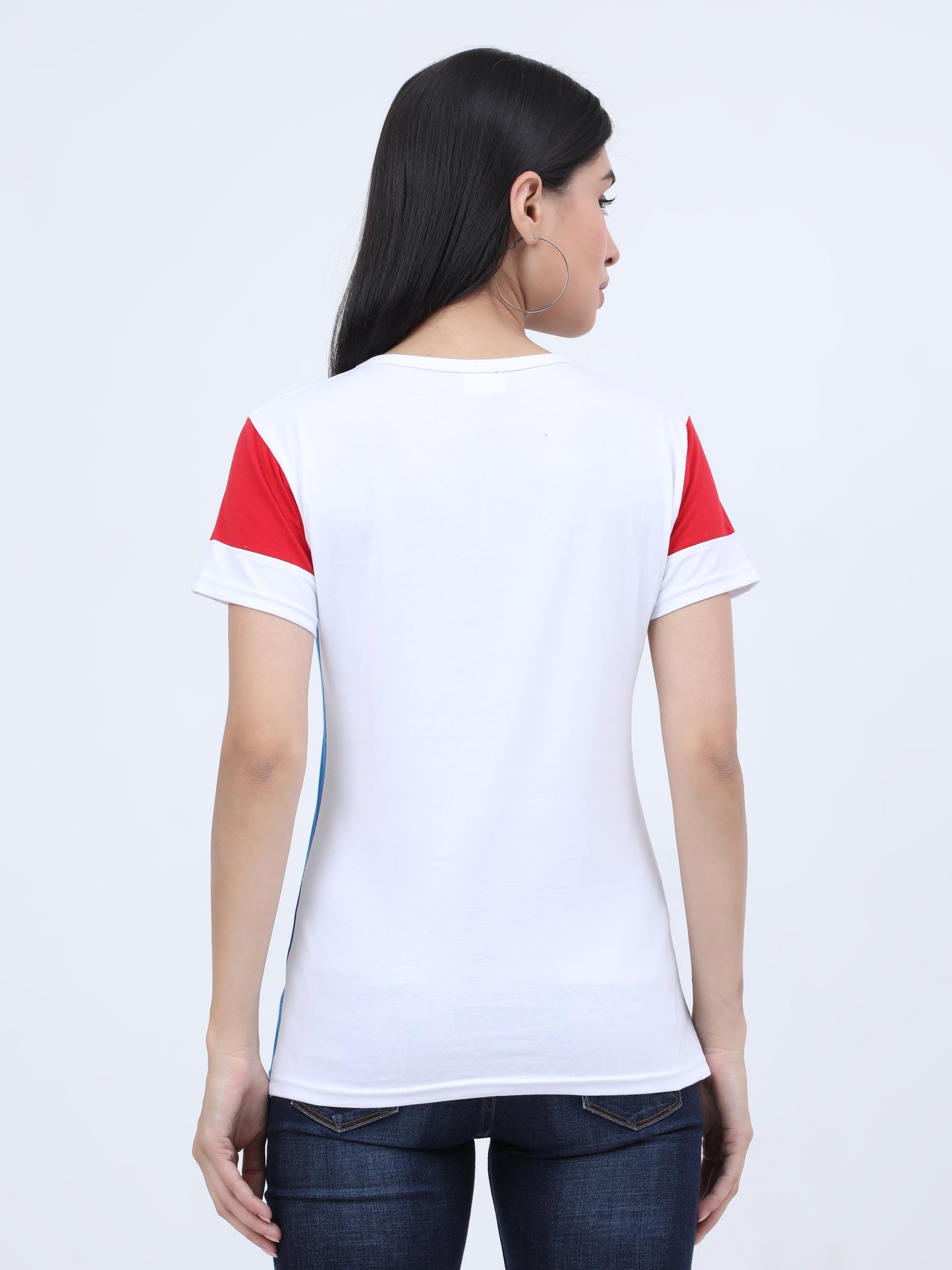Women's Cotton Color Block Round Neck Half Sleeve T-Shirt