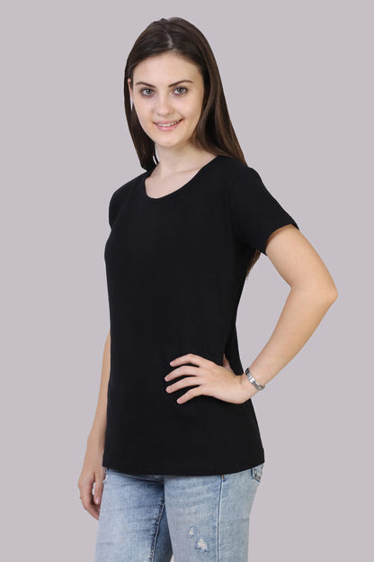 Fleximaa Women's Cotton Plain Round Neck Half Sleeve T-Shirt - fleximaa-so
