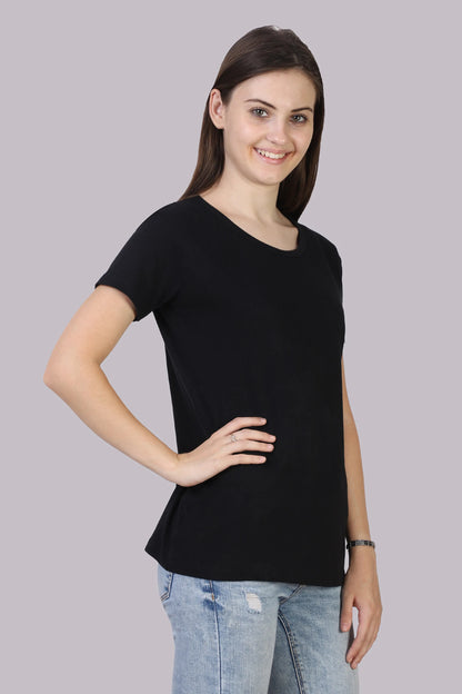 Fleximaa Women's Cotton Plain Round Neck Half Sleeve T-Shirt - fleximaa-so