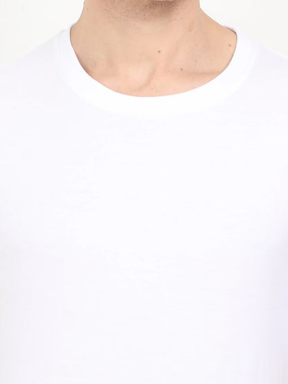 Men's Cotton Plain Round Neck Half Sleeve White Color T-Shirt