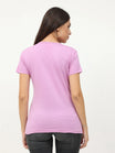 Women's Cotton Plain Round Neck Half Sleeve Lavender Color T-Shirt