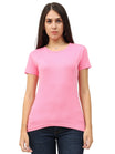 Women's Cotton Plain Round Neck Half Sleeve Light Pink Color T-Shirt