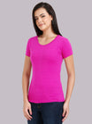 Women's Cotton Plain Round Neck Half Sleeve Magenta Color T-Shirt