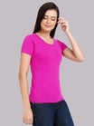 Women's Cotton Plain Round Neck Half Sleeve Magenta Color T-Shirt