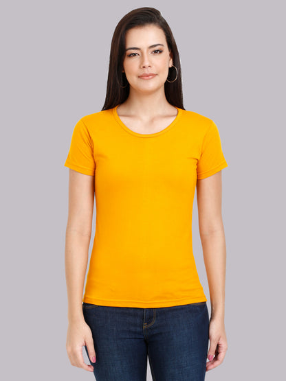 Women's Cotton Plain Round Neck Half Sleeve T-Shirt