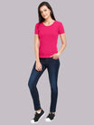 Women's Cotton Plain Round Neck Half Sleeve Pink Color T-Shirt