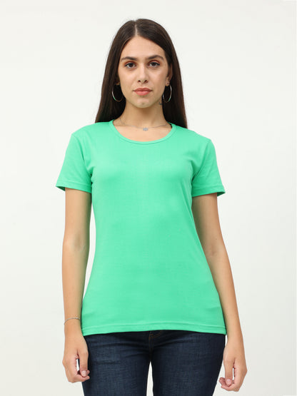 Women's Cotton Plain Round Neck Half Sleeve T-Shirt