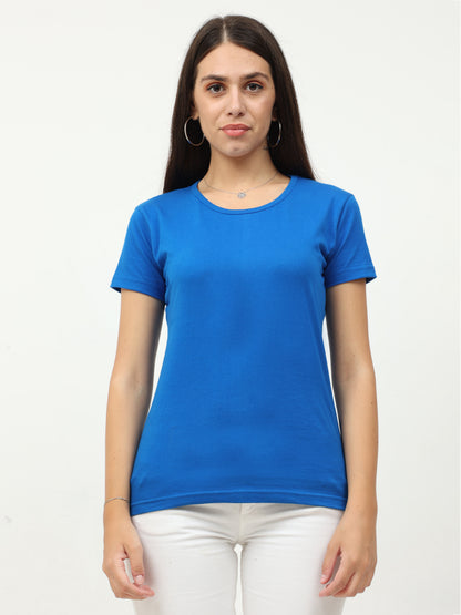 Women's Cotton Plain Round Neck Half Sleeve T-Shirt
