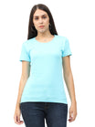 Women's Cotton Plain Round Neck Half Sleeve Sky Blue Color T-Shirt