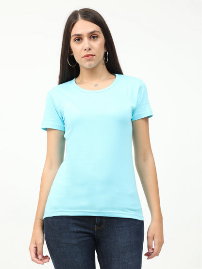 Women's Cotton Plain Round Neck Half Sleeve T-Shirt