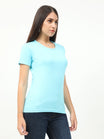 Women's Cotton Plain Round Neck Half Sleeve Sky Blue Color T-Shirt