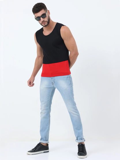 Fleximaa Men's Cotton Color Block Sleeveless T-Shirt - fleximaa-so