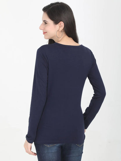 Fleximaa Women's Cotton Plain Round Neck Full Sleeve T-Shirt (Pack of 2) - Fleximaa