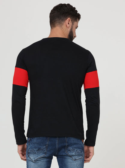 Fleximaa Men's Cotton Round Neck Color Block Full Sleeve T-Shirt - fleximaa-so
