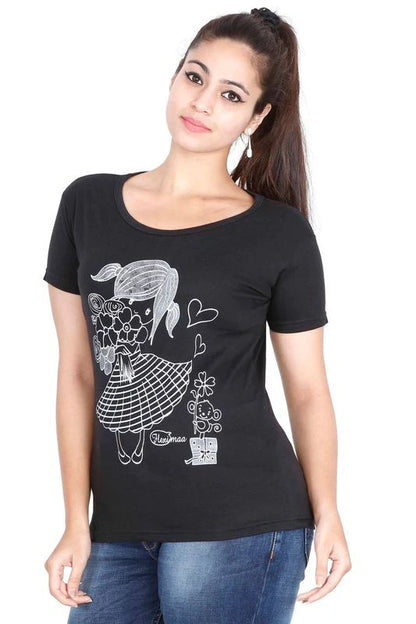 Women's Cotton Round Neck Printed Half Sleeve T-Shirt