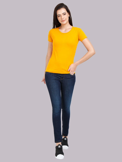 Fleximaa Women's Cotton Plain Round Neck Half Sleeve T-Shirt - fleximaa-so