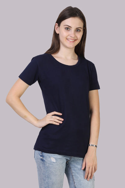 Fleximaa Women's Cotton Plain Round Neck Half Sleeve T-Shirt - fleximaa-so