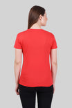 Women's Cotton Plain V Neck Half Sleeve Coral Red Color T-Shirt