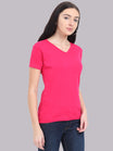 Women's Cotton Plain V Neck Half Sleeve Pink Color T-Shirt