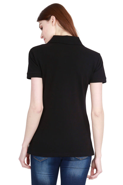Fleximaa Women's Cotton Plain Polo Neck T-Shirt - fleximaa-so