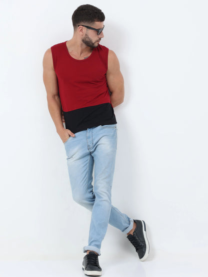 Fleximaa Men's Cotton Color Block Sleeveless T-Shirt - fleximaa-so