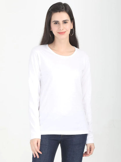 Fleximaa Women's Cotton Plain Round Neck Full Sleeve T-Shirt (Pack of 2) - Fleximaa