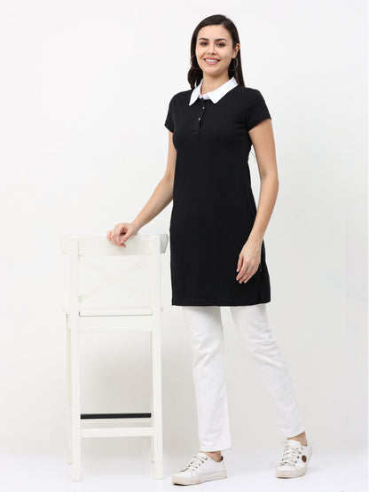 Women's Cotton Polo Neck Long Top