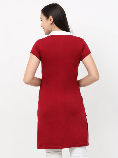 Women's Cotton Polo Neck Long Top