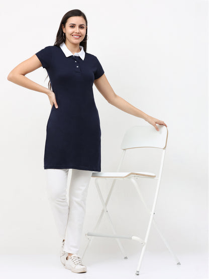 Women's Cotton Polo Neck Long Top