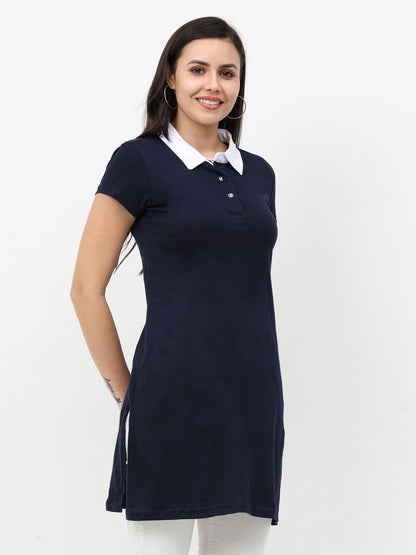 Women's Cotton Polo Neck Long Top