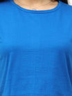 Women's Cotton Plain Round Neck Royal Blue Color Crop Top