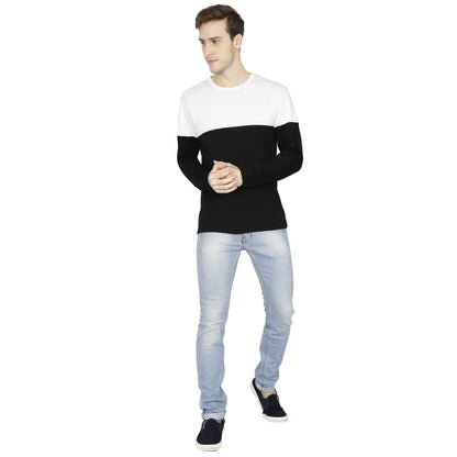Fleximaa Men's Cotton Color Block Round Neck Full Sleeve T-Shirt - fleximaa-so