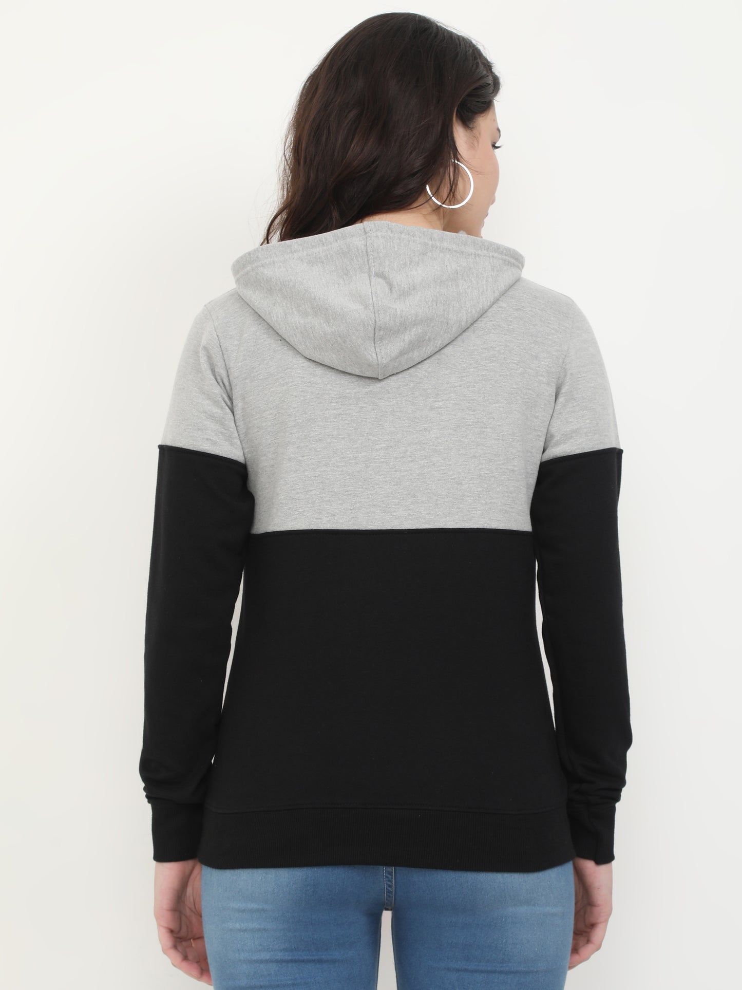 Women's Cotton Printed Greyblack Color Sweatshirt/Hoodies