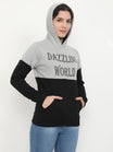Women's Cotton Printed Greyblack Color Sweatshirt/Hoodies
