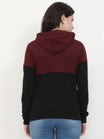 Women's Cotton Printed Maroonblack Color Sweatshirt/Hoodies