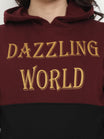 Women's Cotton Printed Maroonblack Color Sweatshirt/Hoodies